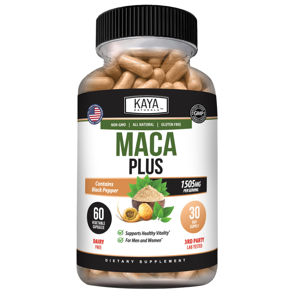 Kaya Naturals MACA Plus - Maca Root Capsules for Women and Men