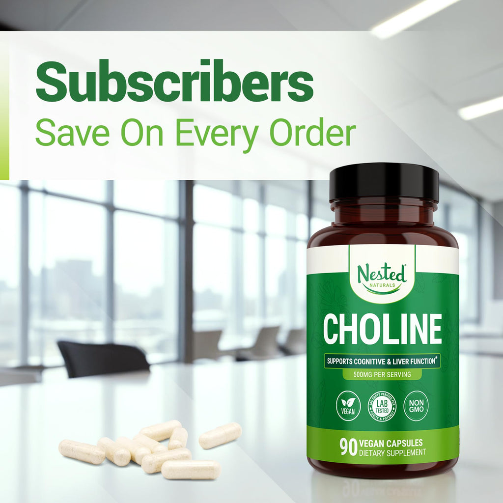 Nested Naturals Choline Bitartrate 500mg Cognitive Support - 90 Vegan Capsules - image 8