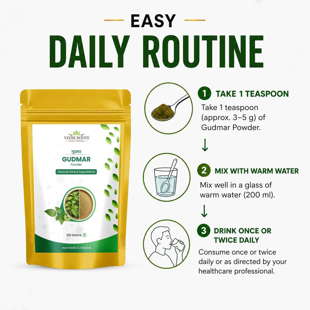 VEDIKROOTS Gudmar Powder - an Ayurvedic Solution for Effectively - image 3