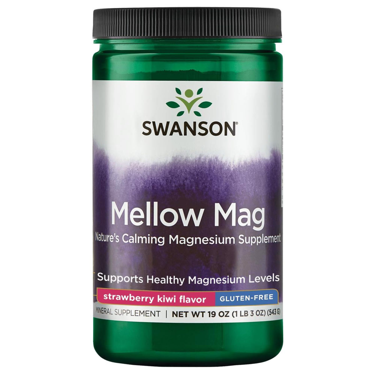 Swanson Mellow Mag Magnesium Powder Strawberry Kiwi - 19 oz