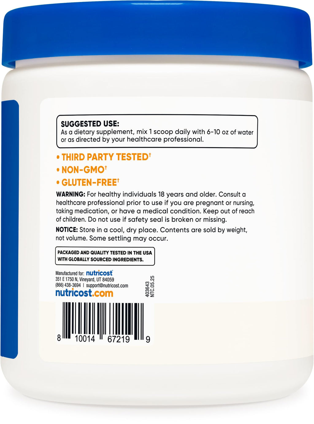 Nutricost Potassium Bicarbonate Powder