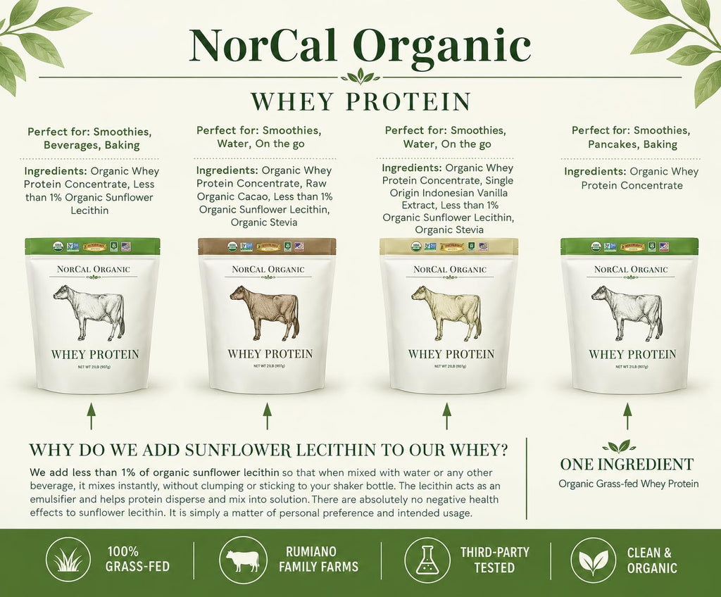 NorCal Organic Natural Grass Fed Whey Protein Powder