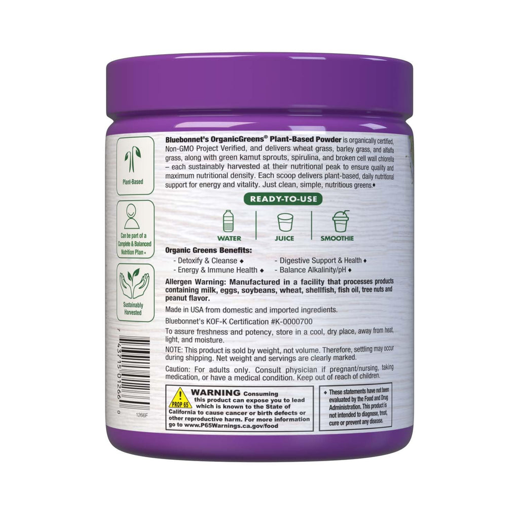 BlueBonnet Nutrition Super Earth Organic Greens Powder - 7.4 Oz - image 3