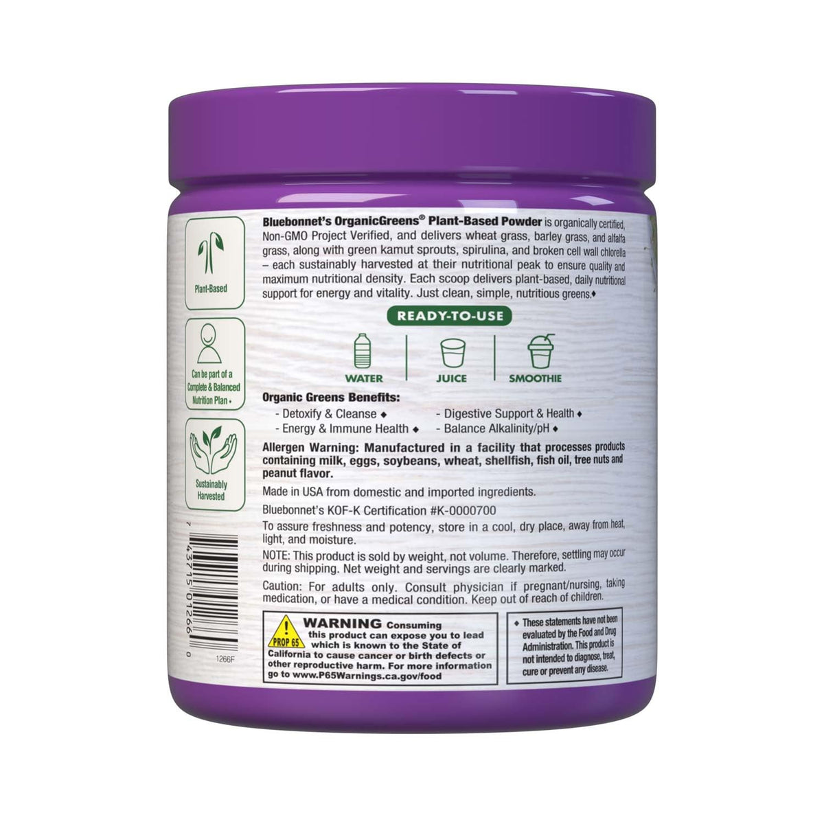 BlueBonnet Nutrition Super Earth Organic Greens Powder - 7.4 Oz - image 3