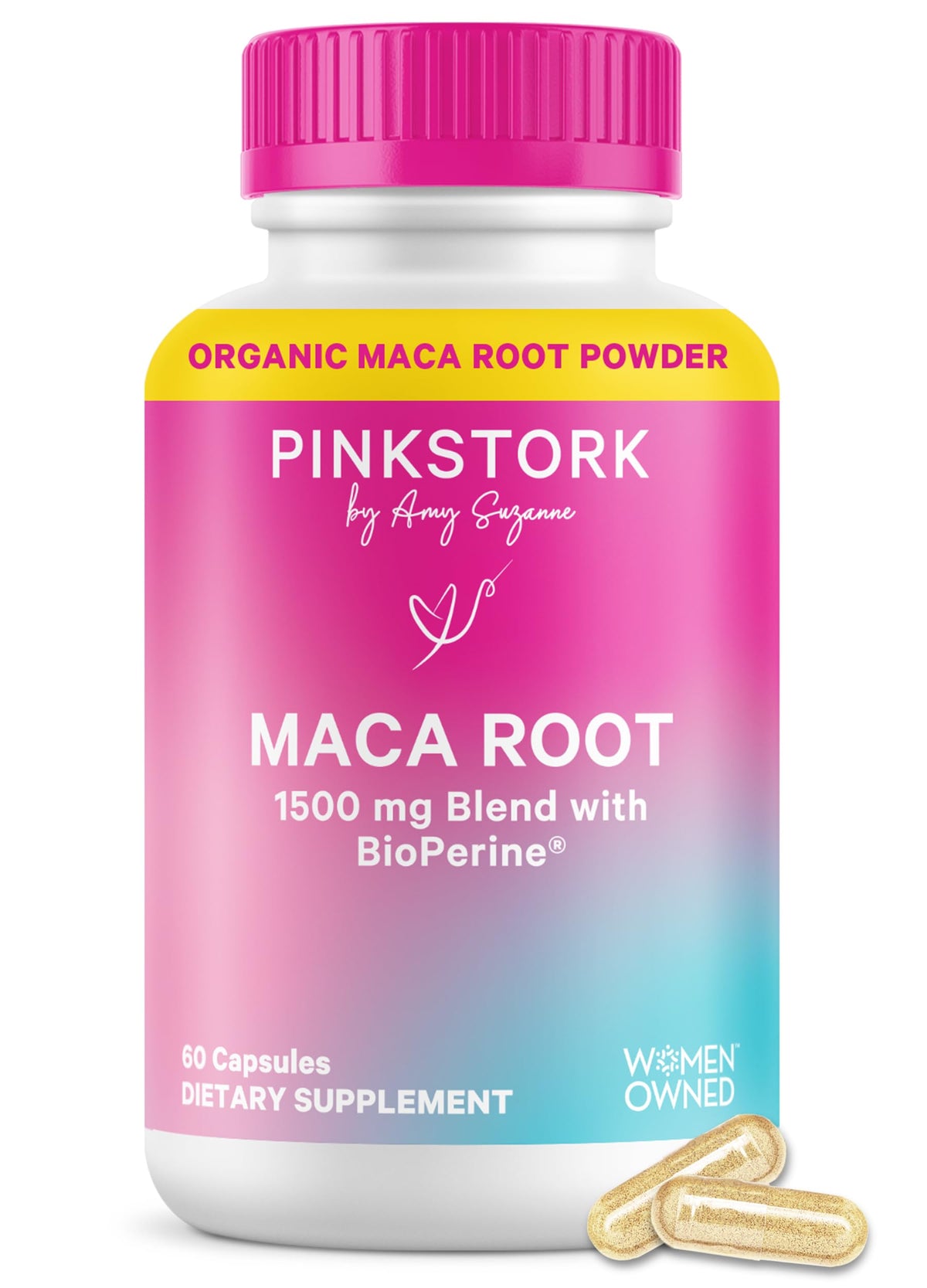 Pink Stork Organic Maca Root Capsules for Women - 60 Count