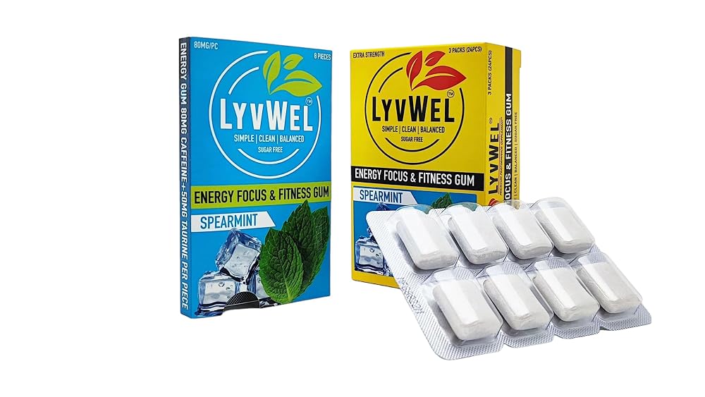 LyvWel Energy Gum 80mg Caffeine Spearmint - 24 Count - image 4
