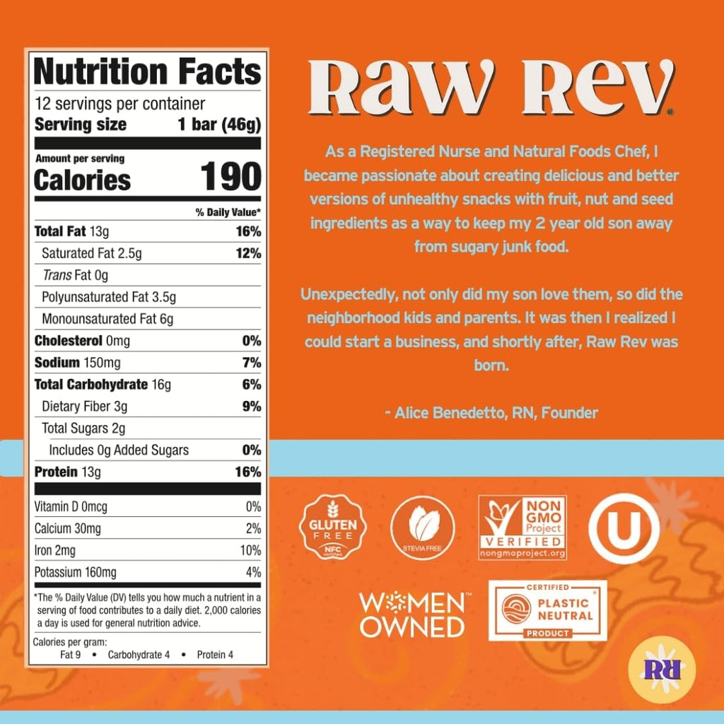 Raw Rev, Low Sugar, Gluten-Free, Vegan, Plastic-Neutral