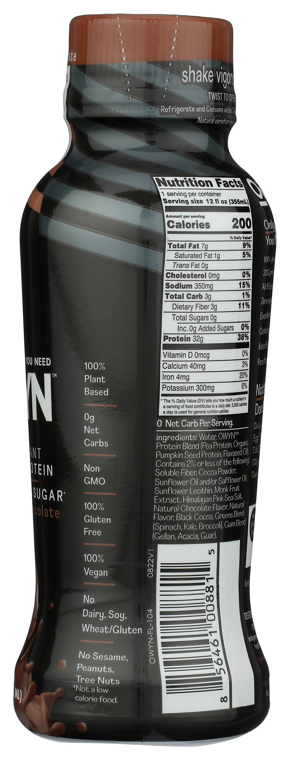 OWYN Chocolate Pro Elite Plant Protein Shake - 12 Fl Oz - image 5