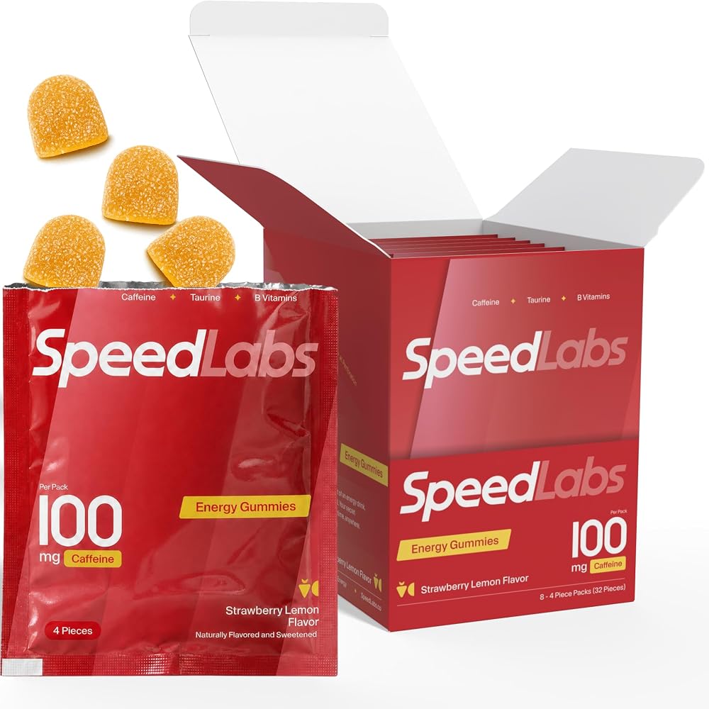 Speed Labs Caffeine Energy Gummies Strawberry Lemon Natural