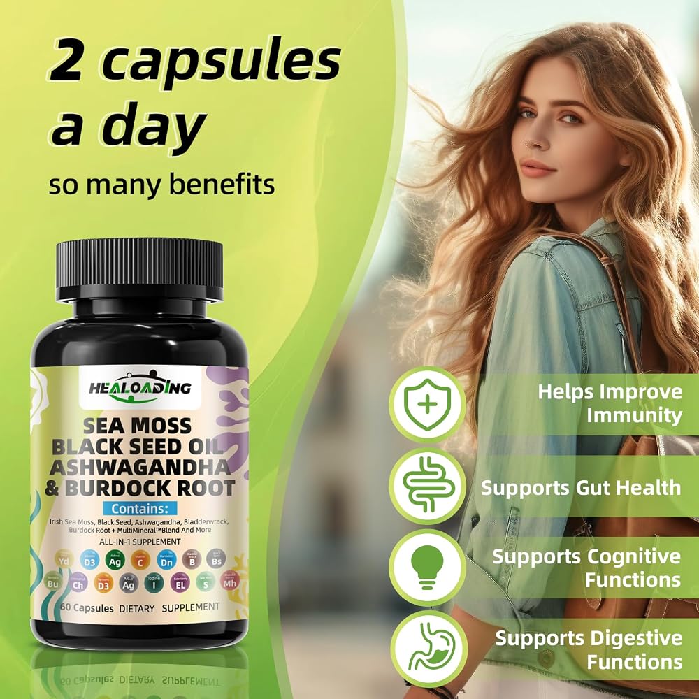 HEALOADING Sea Moss Capsules Wildcrafted Irish Seamoss - 60 Capsules - image 3