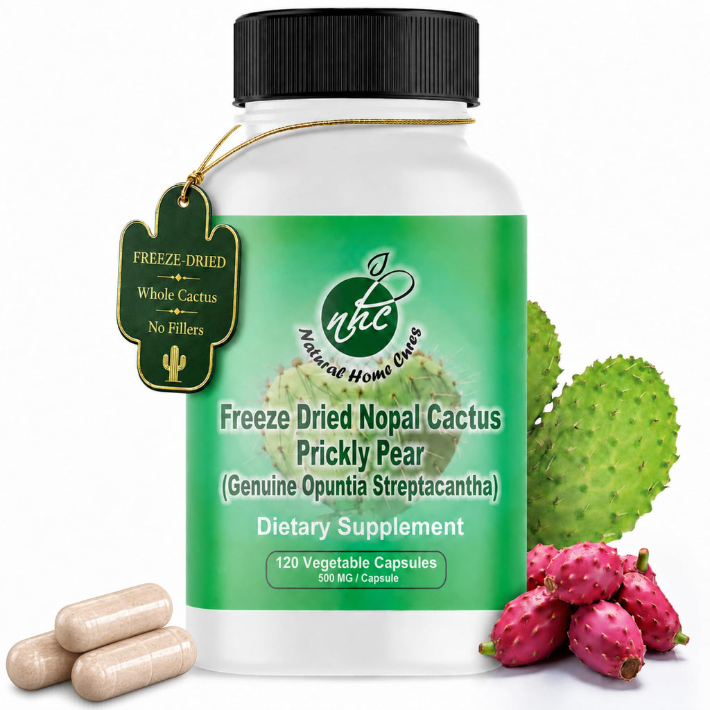 Natural Home Cures Freeze-Dried Nopal Cactus Capsules - 120 Vegan Capsules