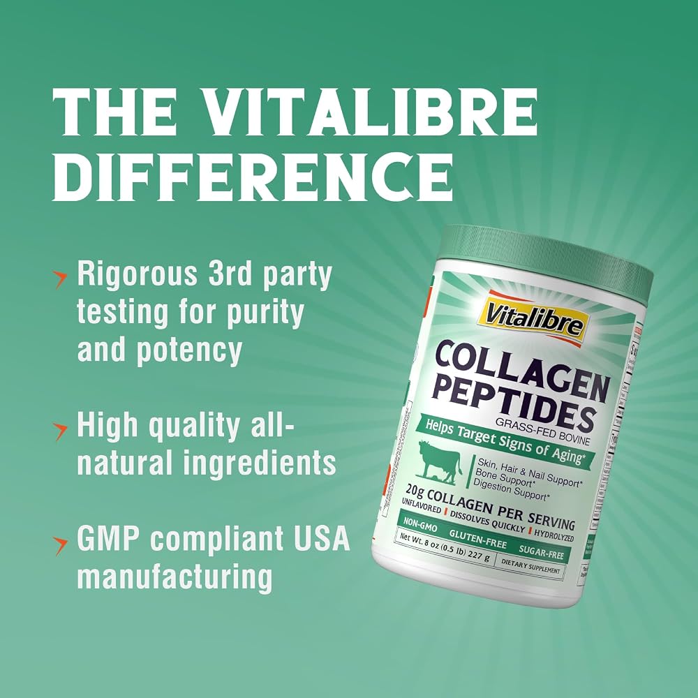 Vitalibre Bovine Collagen Peptides Powder for Women and Men