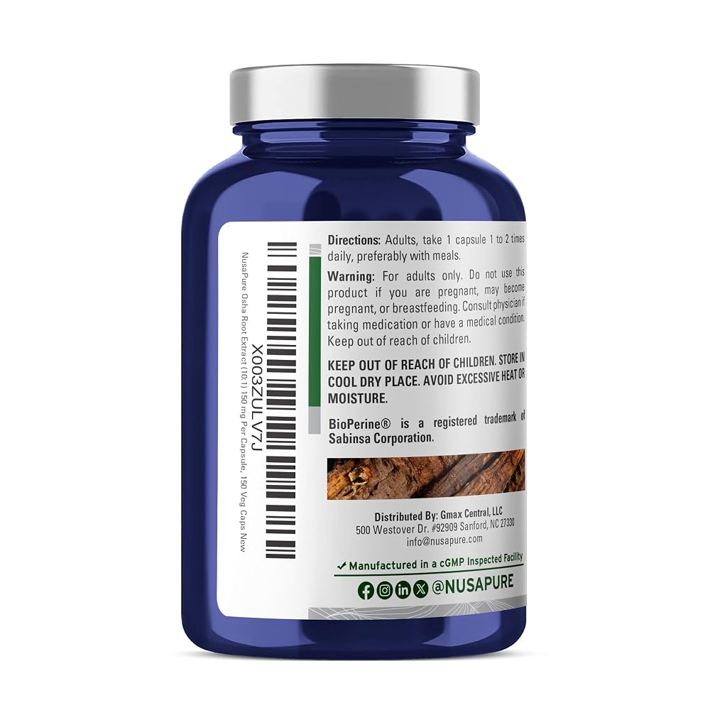 NusaPure Osha Root 1500mg Extract - 150 Vegetarian Capsules - image 3