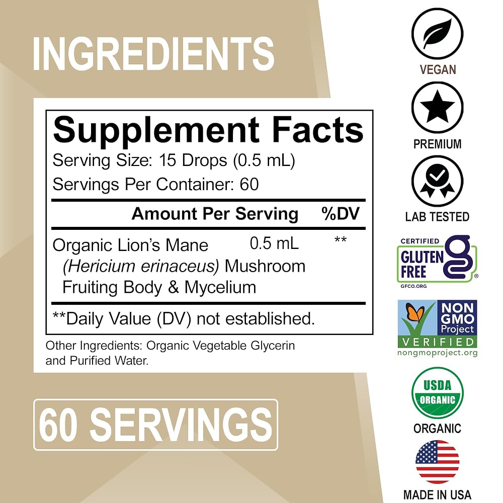 DR. BO Lion's Mane Mushroom Liquid Drops for Focus - 1 Fl Oz - image 6
