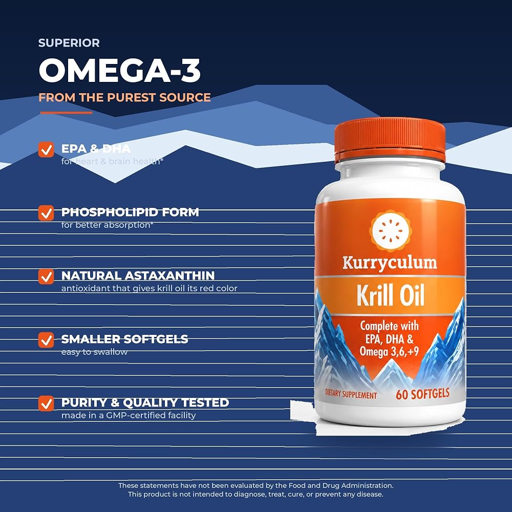 Kurryculum Krill Oil 500mg Omega-3 with Astaxanthin - 60 Softgels - image 7