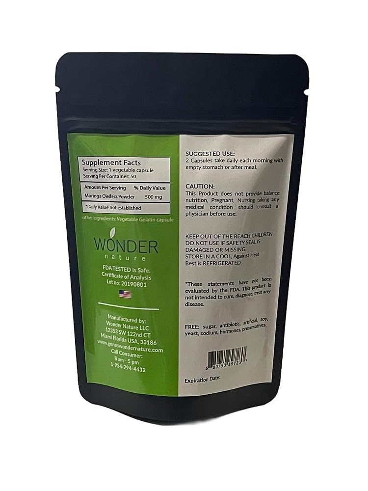 Wonder Nature Moringa Fine Green Powder - 100 Vegetarian Capsules - image 7
