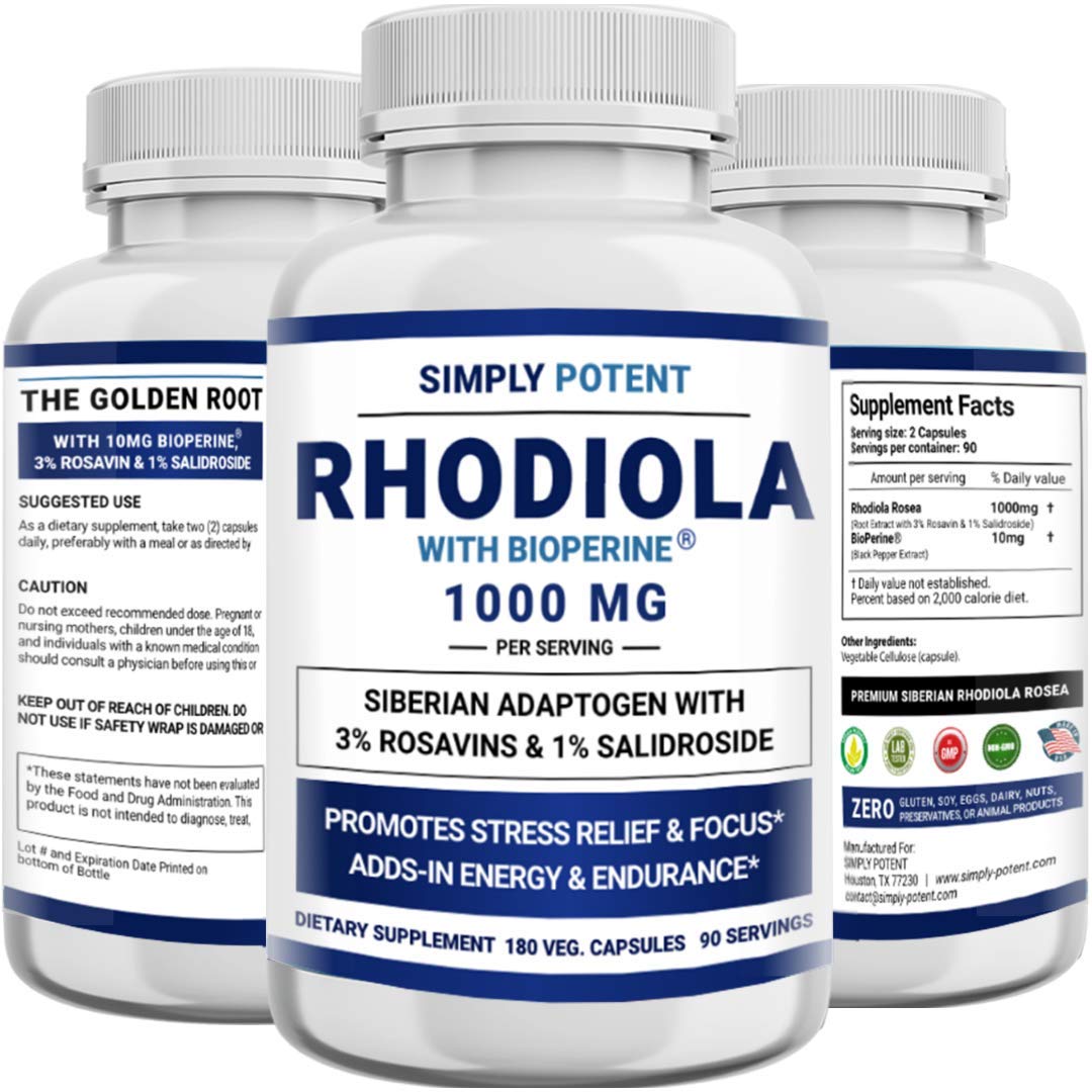 Simply Potent Siberian Rhodiola Rosea 1000mg - 180 Capsules