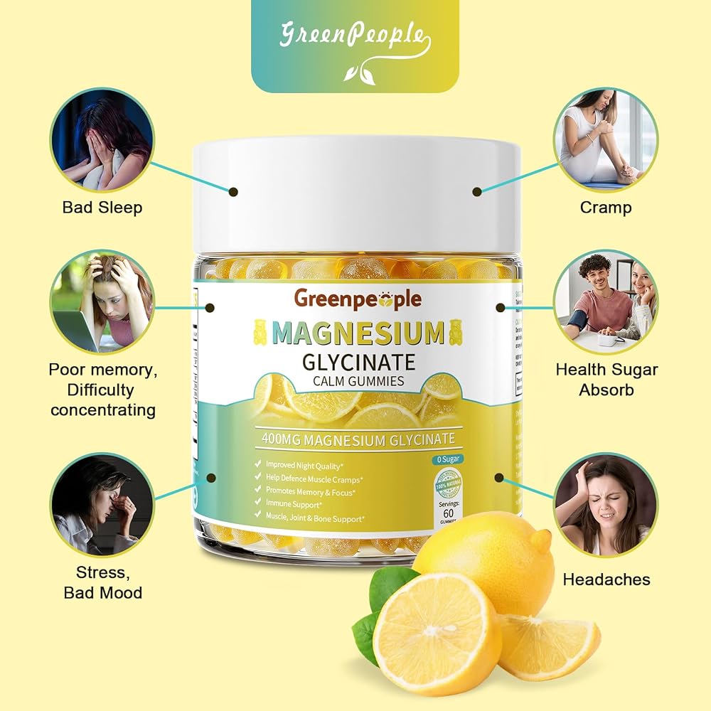 GREENPEOPLE Magnesium Glycinate Gummies 400mg Lemon - 120 Count - image 3