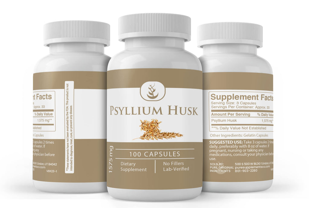 PURE ORIGINAL INGREDIENTS Psyllium Husk - 100 Capsules - image 4