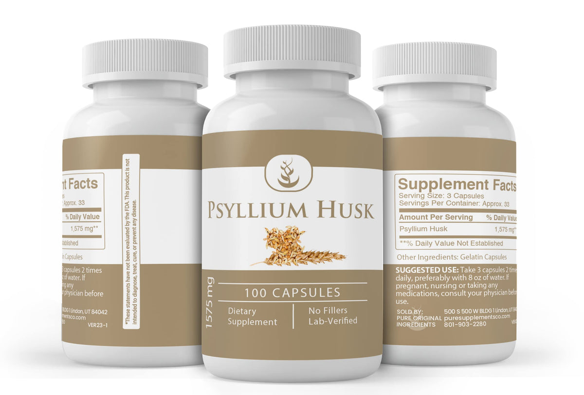 PURE ORIGINAL INGREDIENTS Psyllium Husk - 100 Capsules - image 4