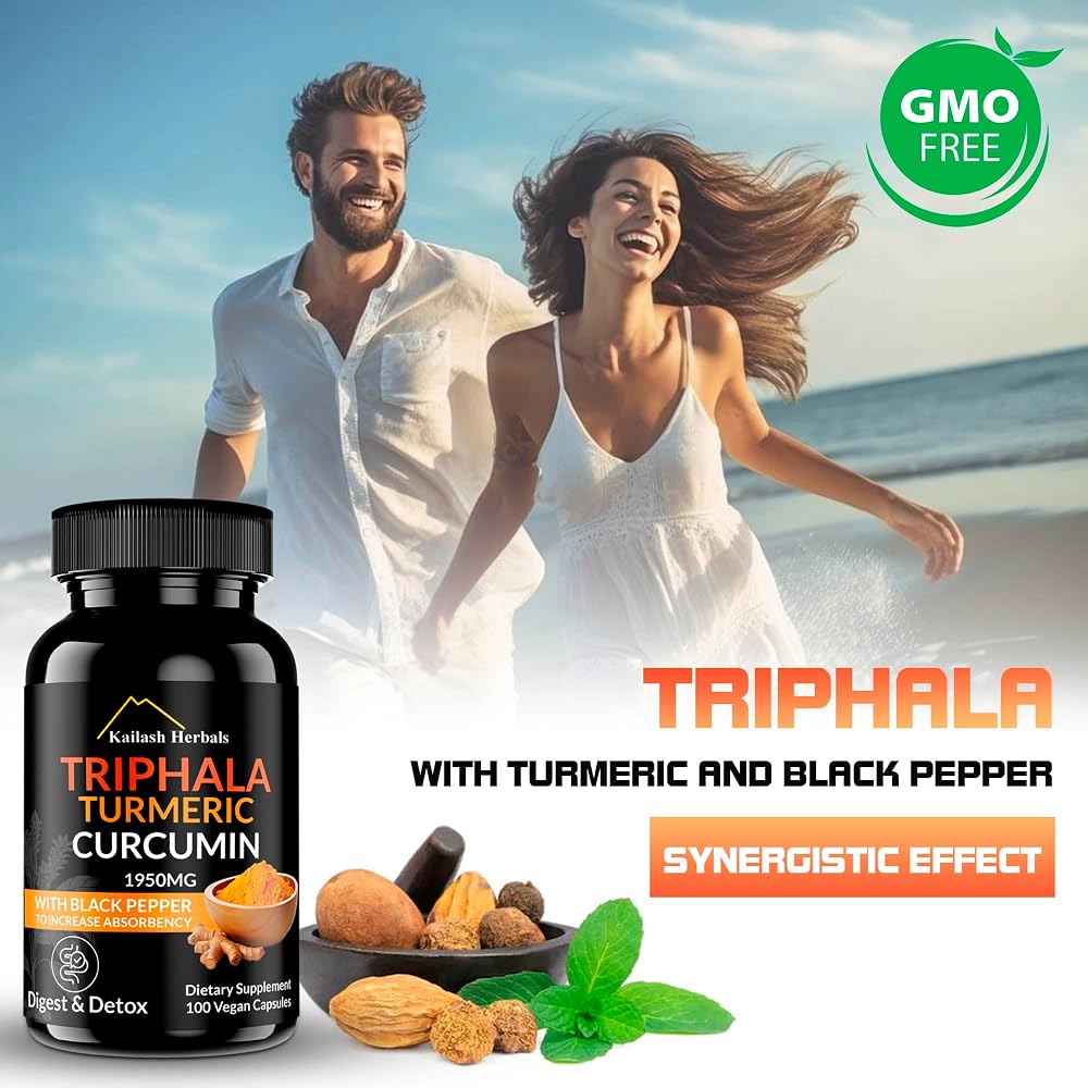 Kailash Herbals Triphala Turmeric Curcumin 1950mg - 100 Vegan Capsules - image 5
