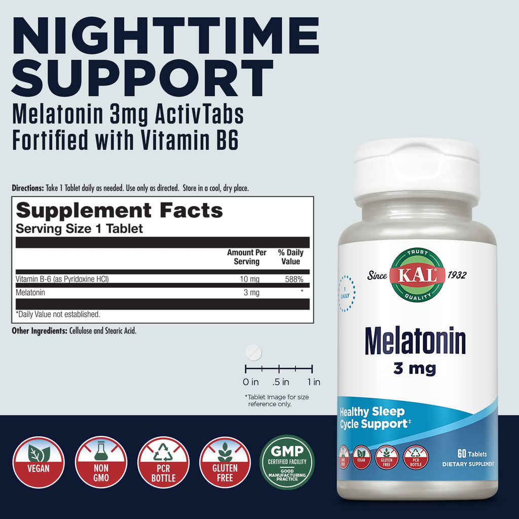 KAL Melatonin 3mg Sleep Aid Fast Dissolve Tablets - 60 Tablets - image 2