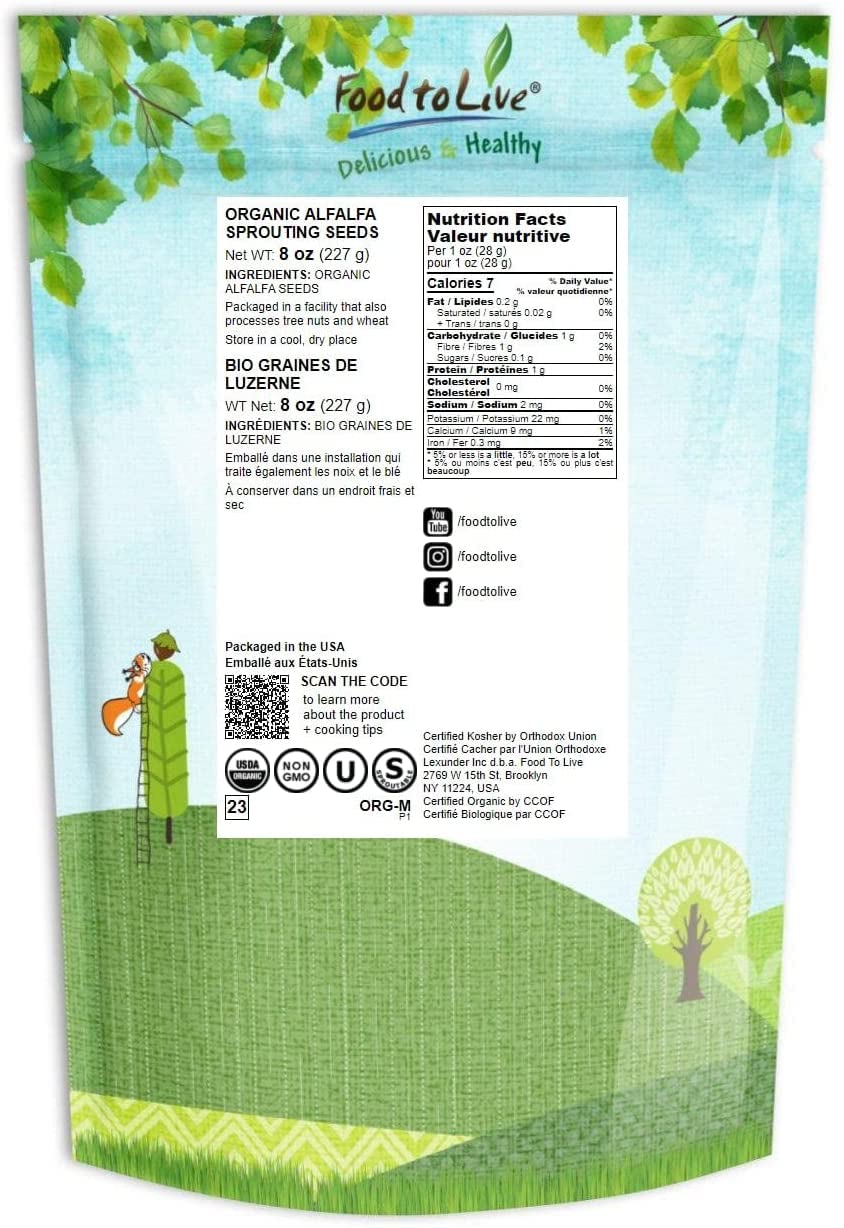 Food to Live Organic Alfalfa Sprouting Seeds - 8 Ounces - image 2