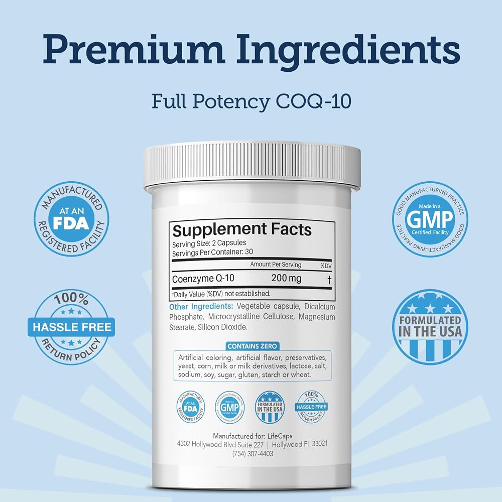 LifeCaps CoQ10 200mg - Ultimate CoQ10 - Ultra High Absorption Q10