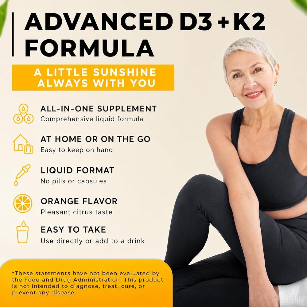 WELVIUM 5-in-1 Liquid Vitamin D3 K2 Drops ADK Supplement - 2 Fl Oz - image 2