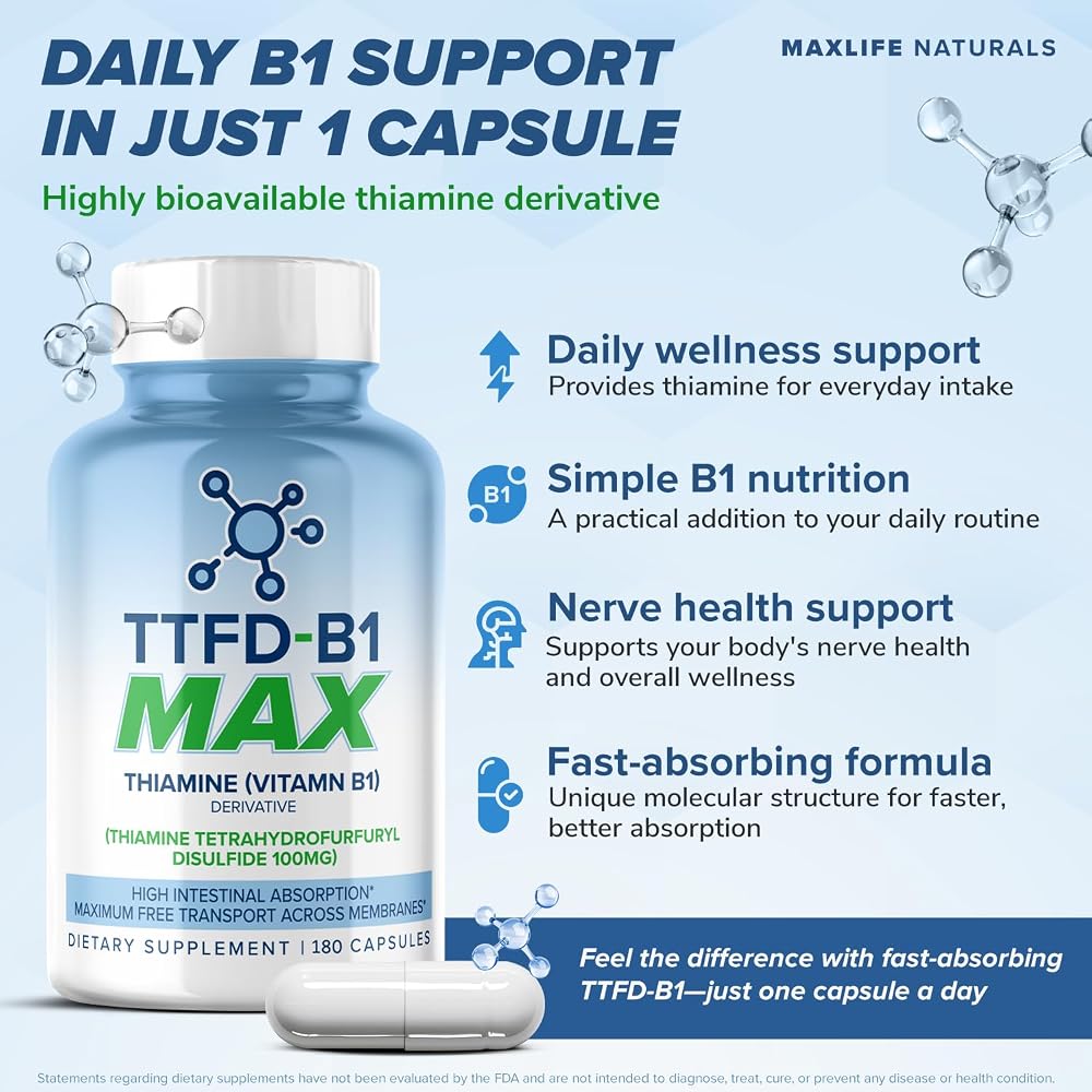 MAXLIFE NATURALS TTFD Thiamine B1 Supplement 100 mg - 60 Capsules - image 2