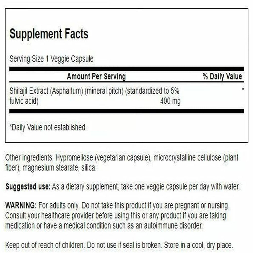 Swanson Shilajit Extract 400 mg - 120 Vegetarian Capsules - image 2