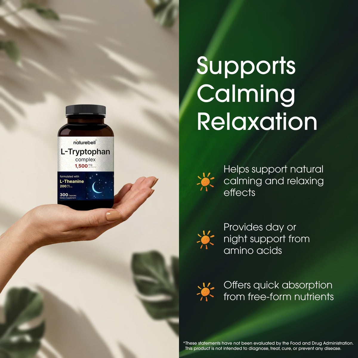 NatureBell L-Tryptophan Complex Calming Support - 300 Capsules - image 4