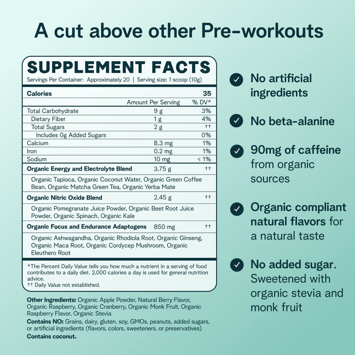 Ora Organic Pre Workout Powder Berry Beet - 20 Servings - image 4