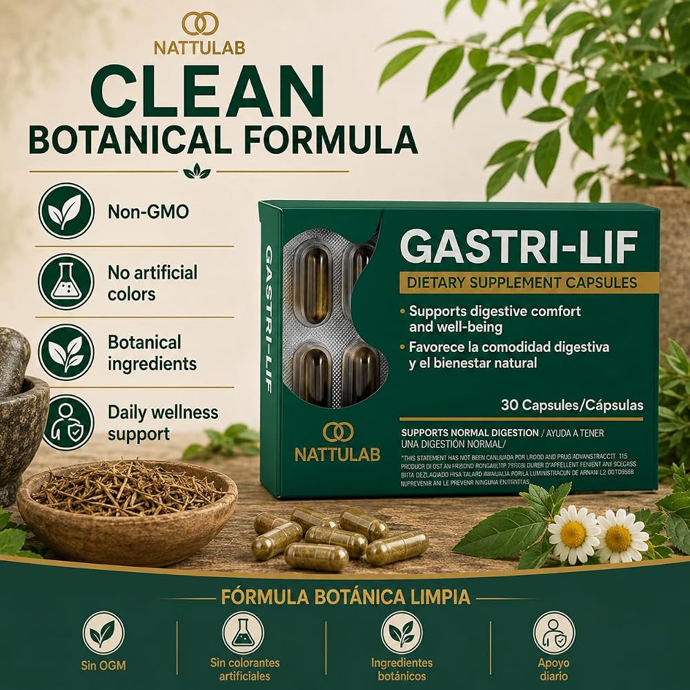 NATTULAB Gastri-Lif Herbal Digestive Support - 30 Capsules - image 7