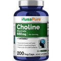 NusaPure Choline Bitartrate 650mg - 200 Vegetarian Capsules