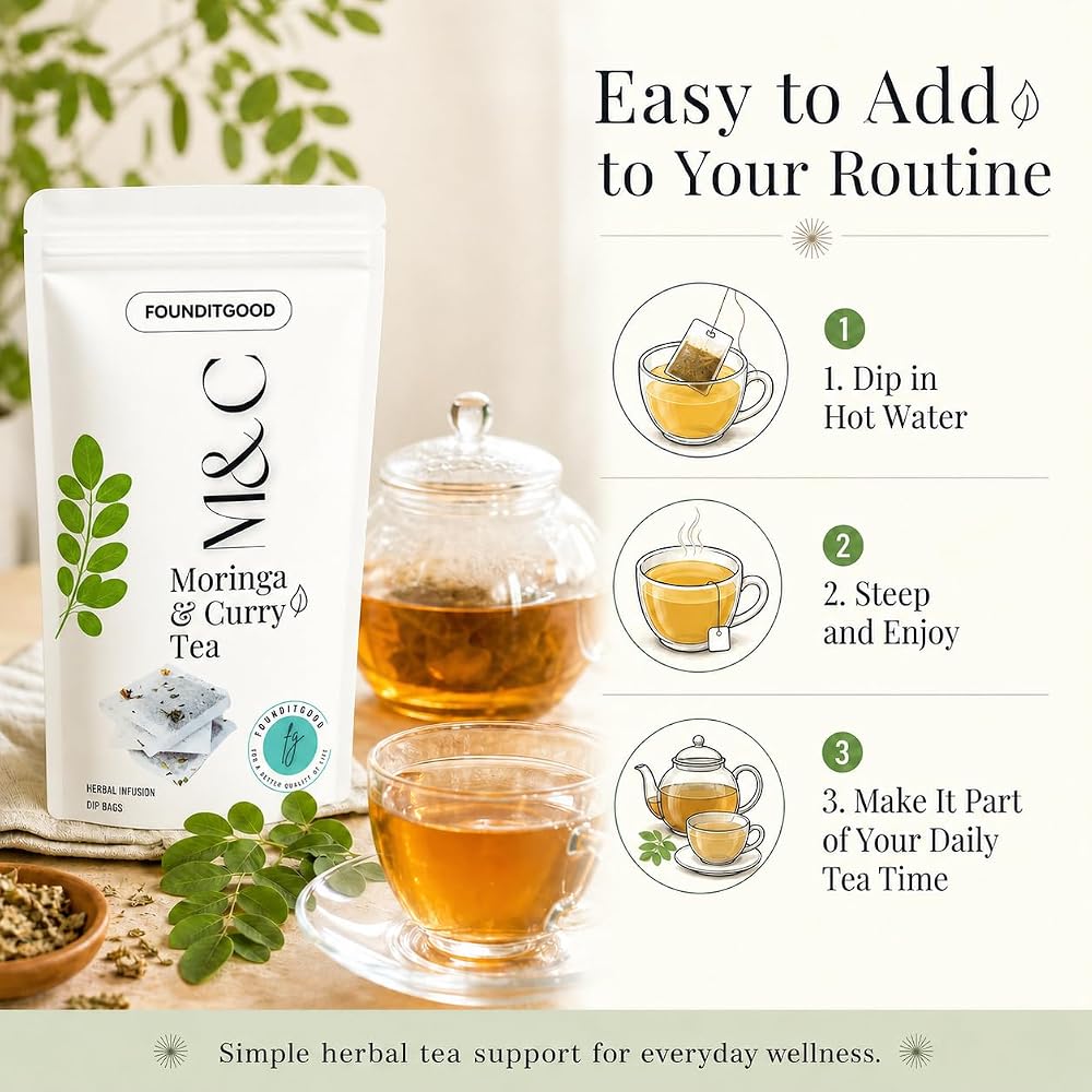 FounditGood Moringa & Curry Leaf Tea for Energy & Hair Health - 60 Tea Bags - image 5