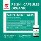 GANOHERB Organic Reishi Mushroom Capsules with 100% Ganoderma Lucidum