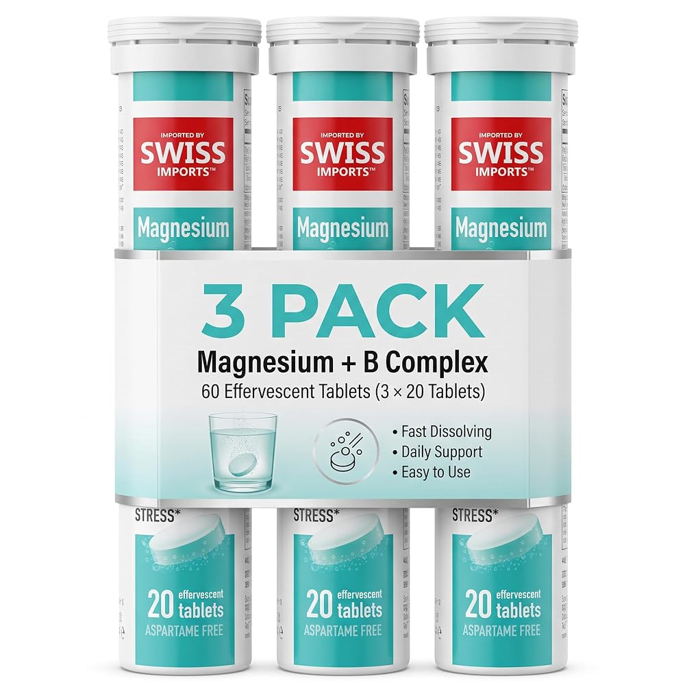 Swiss Imports Effervescent Magnesium + B Complex Dietary Supplement