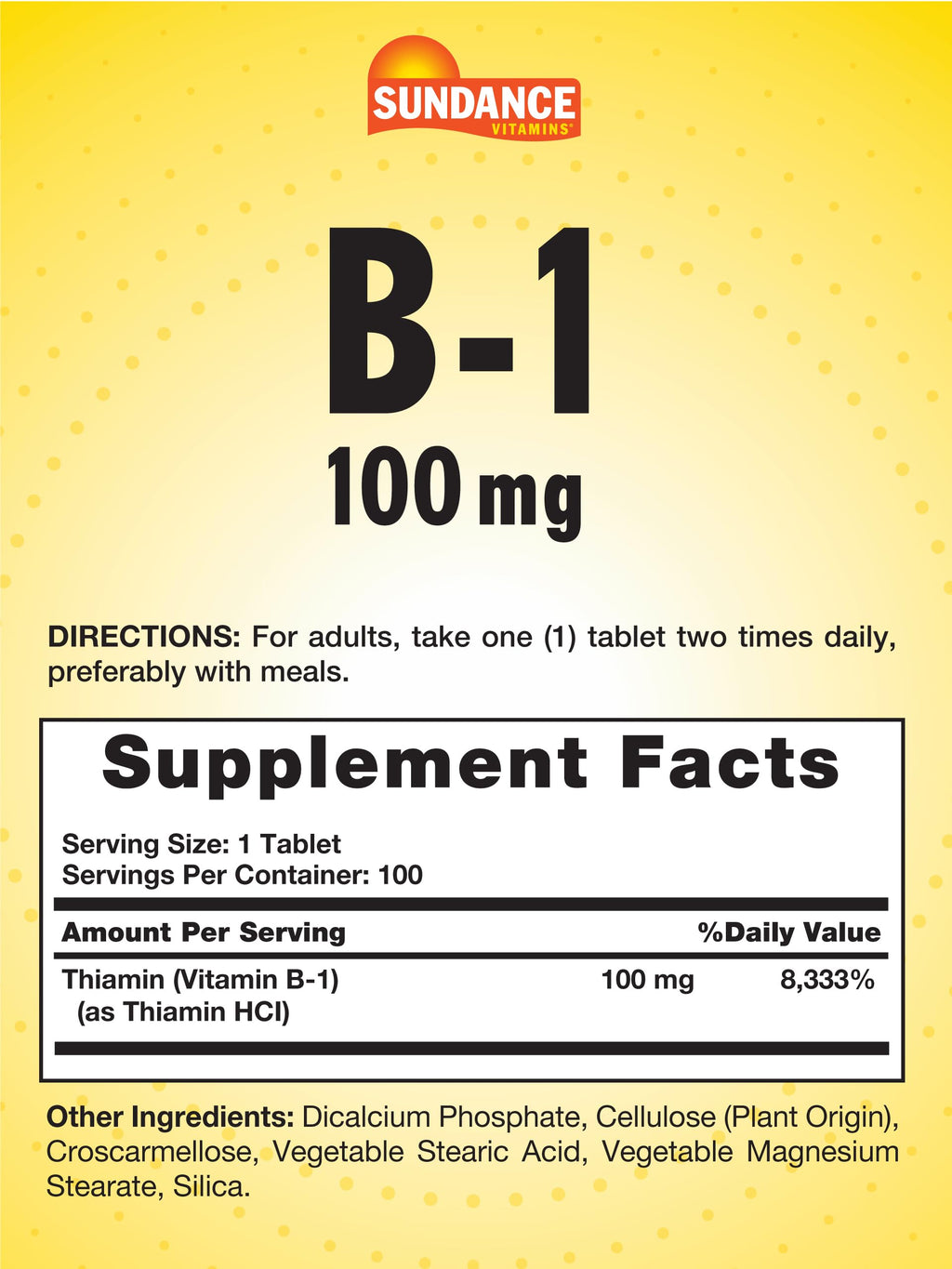Sundance Vitamin B-1 100mg - 100 Tablets - image 2