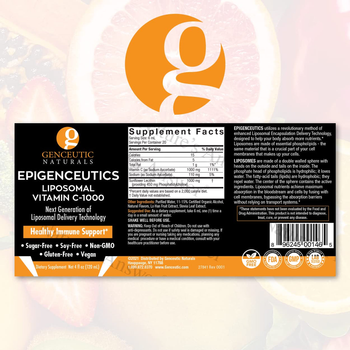 Genceutic Naturals Liposomal Vitamin C-1000 Liquid - 4 oz - image 2