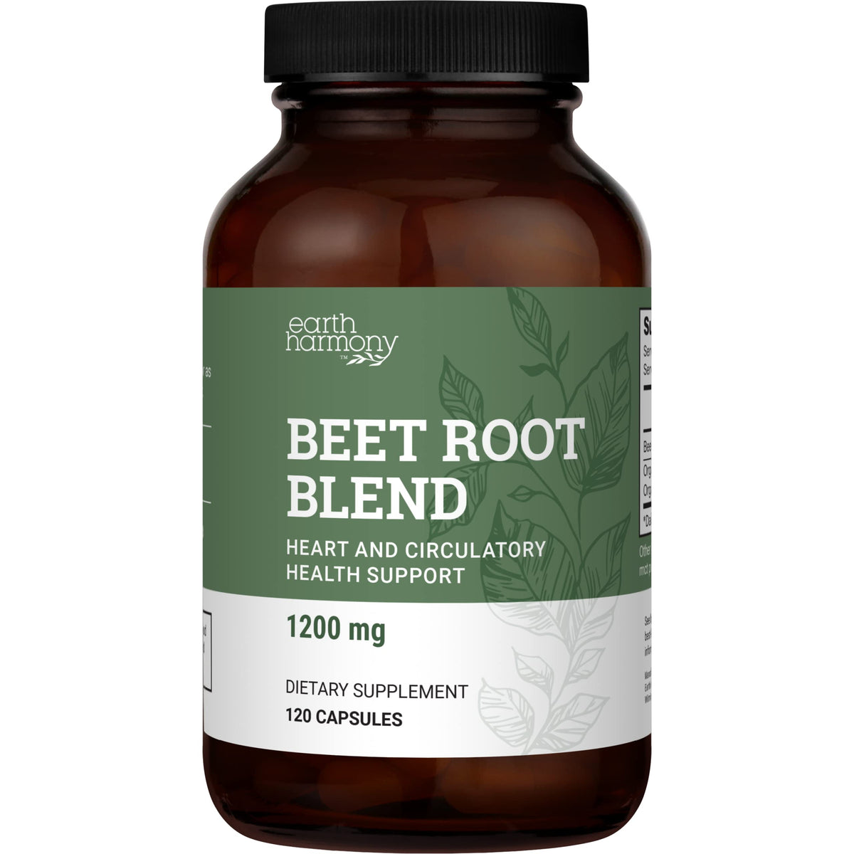 Earth Harmony Naturals Organic Beet Root Capsules 1200 mg - 120 Capsules