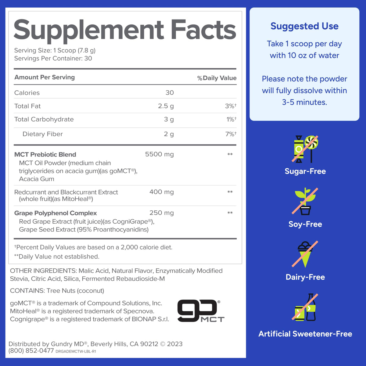 Gundry MD MCT Wellness Powder, Sugar Free