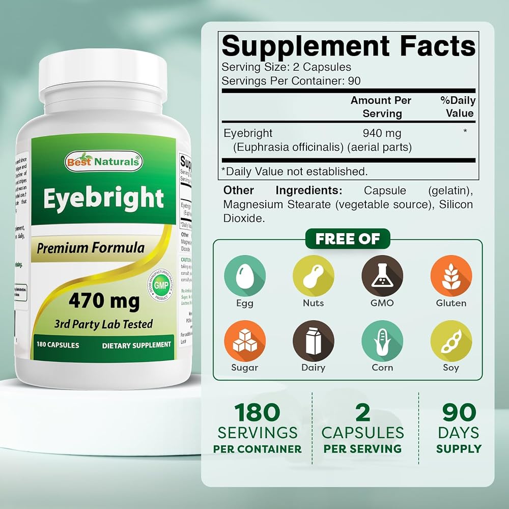 Best Naturals Eyebright 470 mg 180 Capsules - image 3