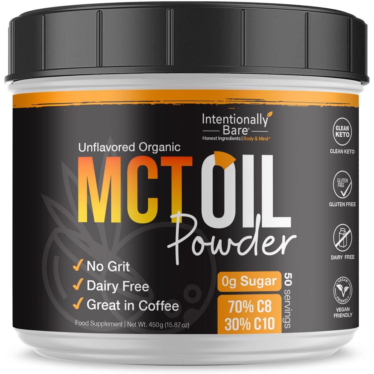 Intentionally Bare MCT Oil Powder Unflavored - 16 oz