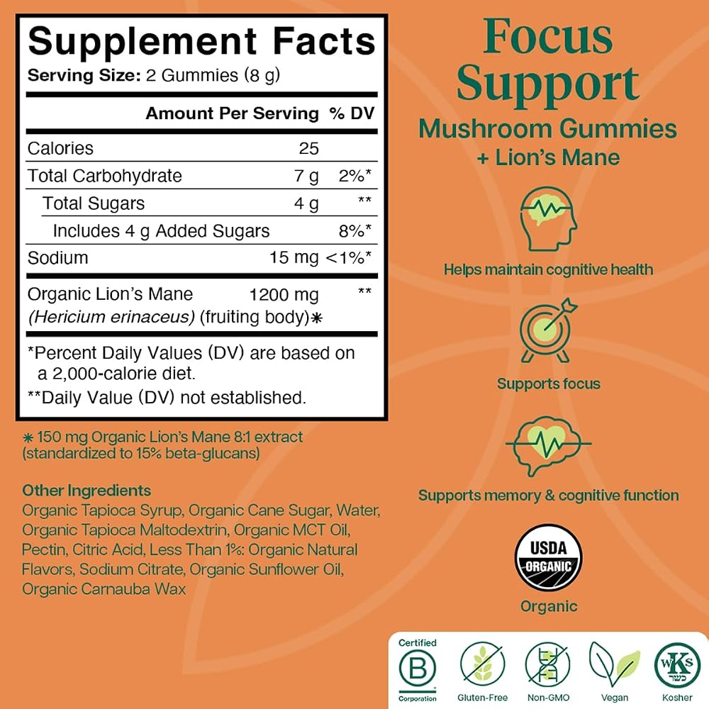 Charlotte's Web Focus Support Mushroom Gummies with Lion's Mane - 60 Count - image 3