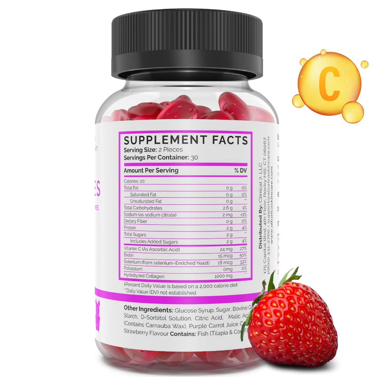 Allurica Collagen Gummies with Vitamin C - 60 Strawberry Gummy - image 8
