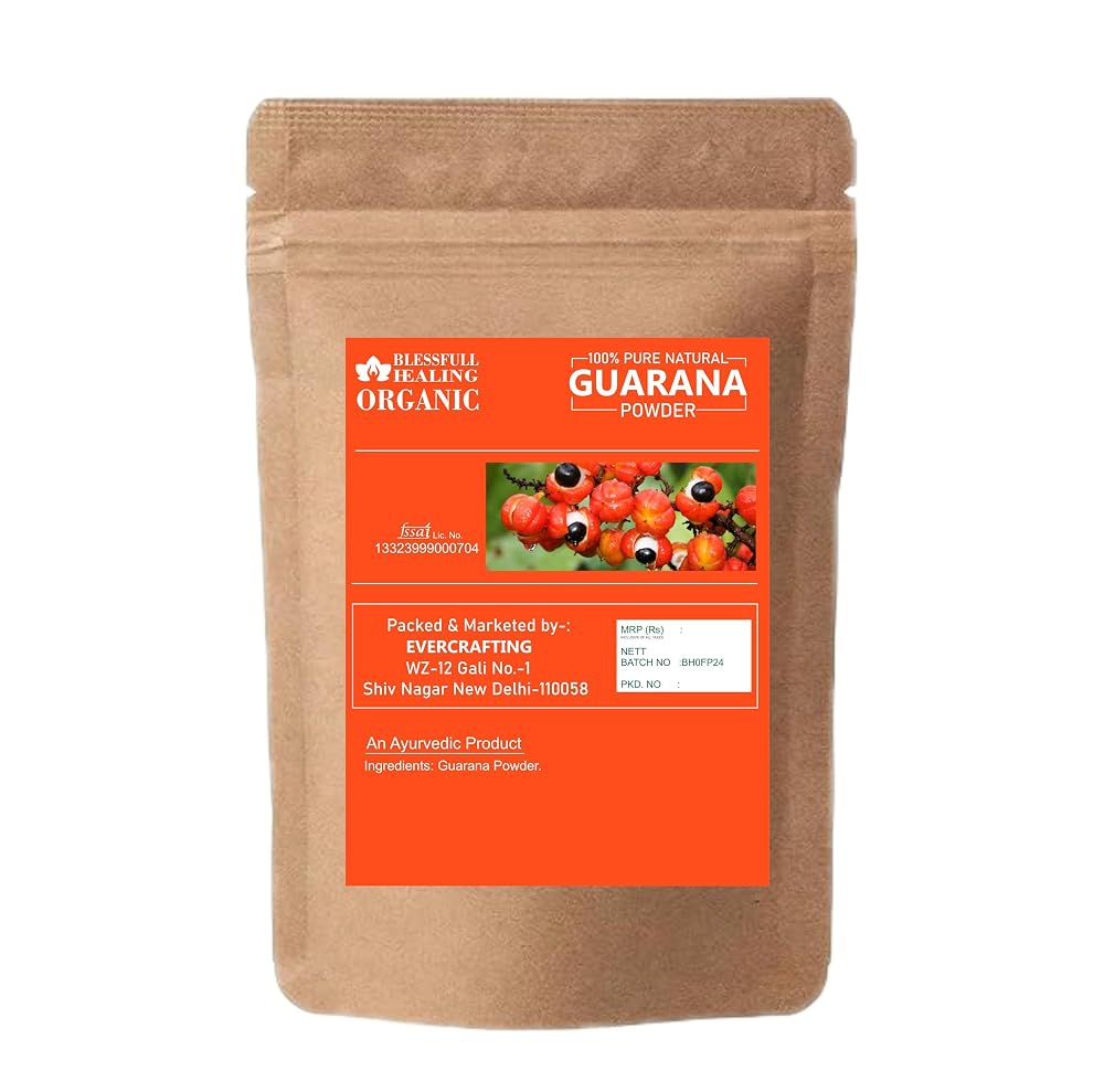 Blessfull Healing Organic Guarana Powder 100% Pure Natural 200 Gram /
