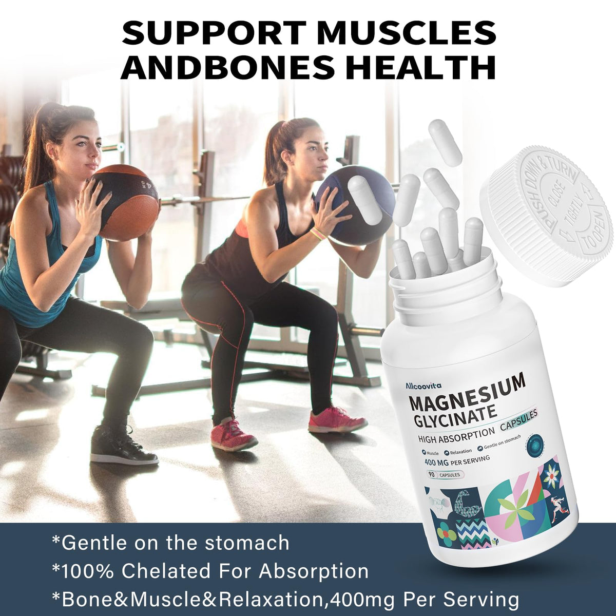 Allcoovita Magnesium Glycinate 400 MG - 90 Vegetarian Capsules - image 5