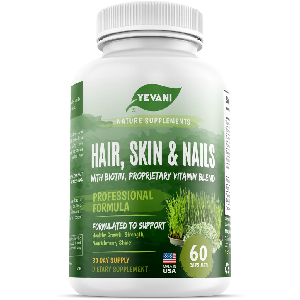 YEVANI Hair, Skin and Nails Biotin Vitamins - 60 Capsules
