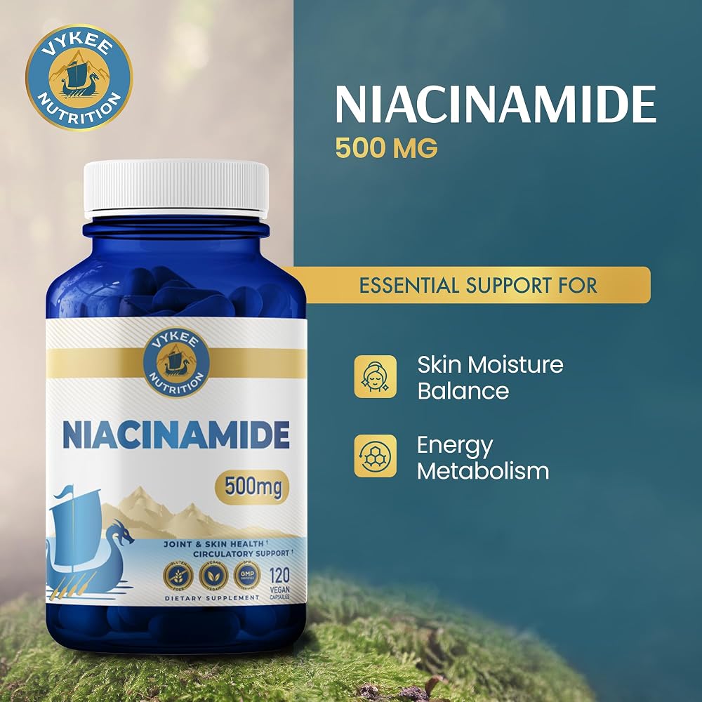 Vykee Nutrition Niacinamide Vitamin B3 500 mg - 120 Capsules - image 2